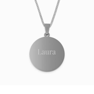 Ketting ronde hanger met tekst - zilver Ketting ronde hanger met tekst - zilver