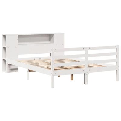 Bed met boekenkast zonder matras grenenhout wit 150x200 cm