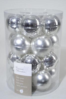 Kerstballen Glas Ø6cm Zilver 20st