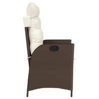 Tuinstoel verstelbaar met kussens poly rattan bruin - thumbnail