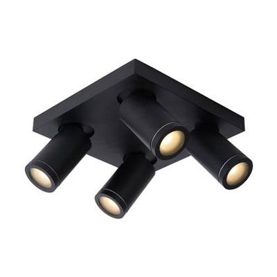 Lucide TAYLOR - Plafondspot Badkamer - LED Dim to warm - GU10 - 4x5W 2200K/3000K - IP44 - Zwart