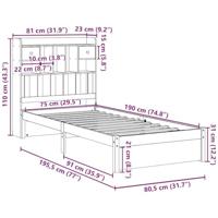 Bed met boekenkast zonder matras grenenhout wit 75x190 cm - thumbnail