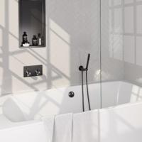Brauer Gunmetal Edition Thermostatische Inbouw Badkraan Drukknoppen - Badvulcombinatie - Staaf - Doucheslang - Wandaansluitbocht - Handdouche - Gunmetal Geborsteld Pvd - thumbnail
