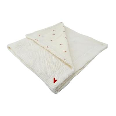 Dubbelzijdige deken - DOMIVA - Maternity Love - 75 x 100 cm - Grof gebreid en mousseline Dubbelzijdige deken - DOMIVA - Maternity Love - 75 x 100 cm - Grof gebreid en mousseline