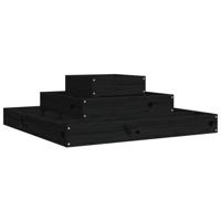 VidaXL Plantenbak 80x80x27 cm massief grenenhout zwart - thumbnail