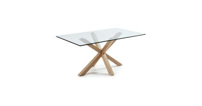 Kave Home Eettafel 'Argo' hout / glas, 160 x 90cm Kave Home Eettafel 'Argo' hout / glas, 160 x 90cm
