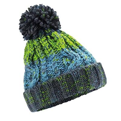 Beechfield CB486b Junior Corkscrew Pom Pom Beanie - Electric Grey - One Size Beechfield CB486b Junior Corkscrew Pom Pom Beanie - Electric Grey - One Size