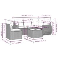 6-delige Loungeset met kussens poly rattan beige - thumbnail