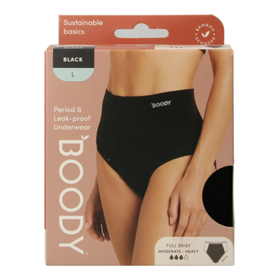 Boody Menstruatieondergoed tailleslip zwart normaal L 1 Stuks Boody Menstruatieondergoed tailleslip zwart normaal L 1 Stuks
