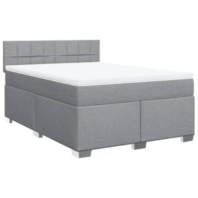 Boxspring met matras stof lichtgrijs 140x190 cm