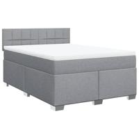 Boxspring met matras stof lichtgrijs 140x190 cm - thumbnail