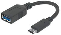 Manhattan 355285 SuperSpeed USB-C aansluitkabel, gecertificeerd volgens USB-IF (USB 3.1, Gen1, type C-stekker - type A-bus, 5 Gbit/s) 15 cm zwart - thumbnail