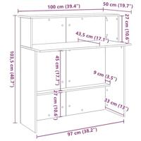Receptiebalie 100x50x103,5 cm bewerkt hout grijs sonoma eiken - thumbnail