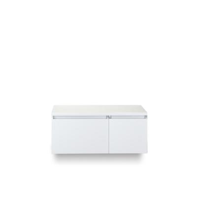 Frozen Badmeubelset 100 cm - Greeplijst in kleur - Wastafel Onderkast - met Bovenblad Wit Hoogglans