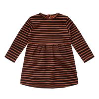 Your Wishes gestreepte baby A-lijn jurk met biologisch katoen bruin/zwart - thumbnail