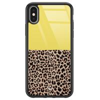 iPhone X/XS glazen hardcase - Luipaard geel - thumbnail