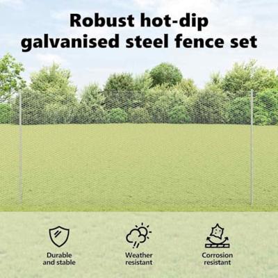 VidaXL Hek met paal zilver 1,6 x 10 m staal