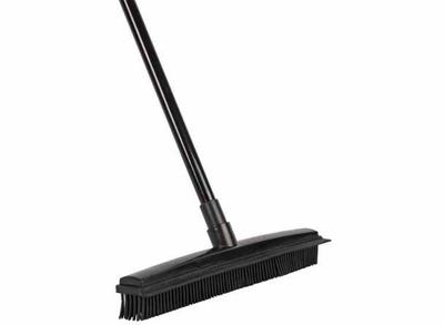 GS Rubberen Bezem - Kappersbezem - Vloerwisser met Steel - 68-120 cm - Zwart