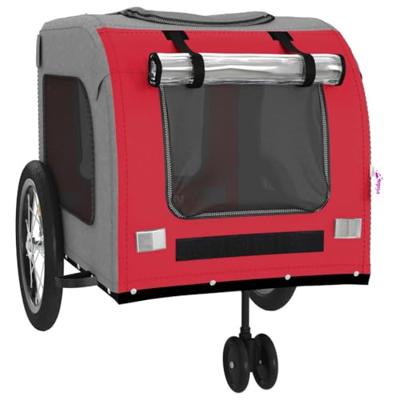 Hondenfietstrailer oxford stof en ijzer rood en grijs Hondenfietstrailer oxford stof en ijzer rood en grijs
