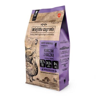 WIEJSKA ZAGRODA Kip en Eend - droog kattenvoer - 5 kg