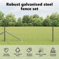 VidaXL Afrasteringspaal grijs 25 x 0,4 m (36 mm gaas) staal en pvc - thumbnail