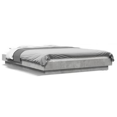 Bedframe met LED-verlichting bewerkt hout betongrijs 150x200 cm