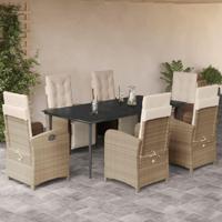 7-delige Tuinset met kussens poly rattan beige - thumbnail