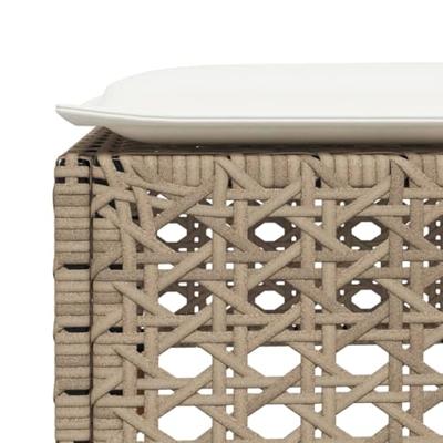 Tuinkruk met kussen 63,5x56x32 cm poly rattan beige Tuinkruk met kussen 63,5x56x32 cm poly rattan beige