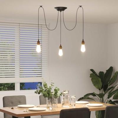 Hanglamp met 3 lamphouders E27 metaal zwart