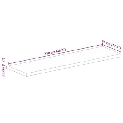 vidaXL Tafelblad rechthoekig 110x30x3,8 cm massief mangohout, vervangend tafelblad, blad, vervangend houten tafelblad, meubelpaneel, houten blad