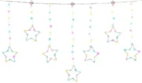 Lumineo kerstverlichting LED twinkelgordijn sterretjes 156 lampjes 1,2m, soft multicolor - thumbnail