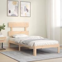 Bedframe met hoofdbord massief hout - thumbnail