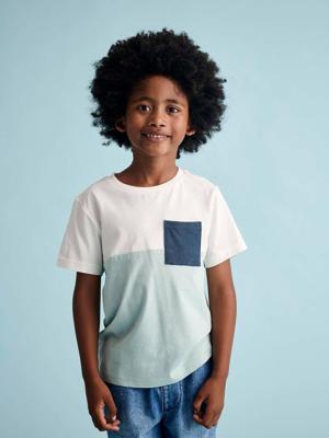Colorblock jongensshirt met korte mouwen mintgroen