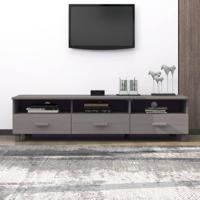 Tv-meubel HAMAR 158x40x40 cm massief grenenhout lichtgrijs - thumbnail