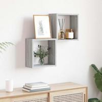 Wandrekken Kubus 2 st 30x15x30 cm grijs sonoma - thumbnail