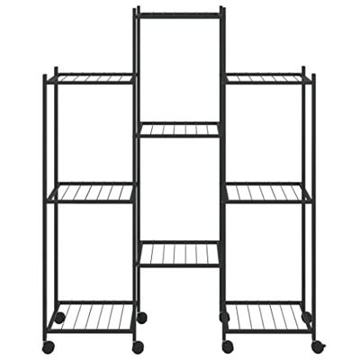VidaXL Bloemenstandaard met wielen 83x25x103,5 cm ijzer zwart