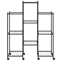 Bloemenstandaard met wielen 83x25x103,5 cm ijzer zwart - thumbnail