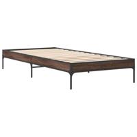 Bedframe bewerkt hout en metaal bruin eikenkleurig 90x190 cm - thumbnail