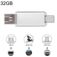 32GB 3 in 1 USB-C/type-C + USB 2 0 + OTG Flash Disk voor type-C smartphones & PC computer (zilver) - thumbnail