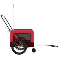 Hondenfietstrailer oxford stof en ijzer rood en zwart - thumbnail