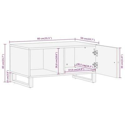 Salontafel 80x50x40 cm massief mangohout bruin en zwart
