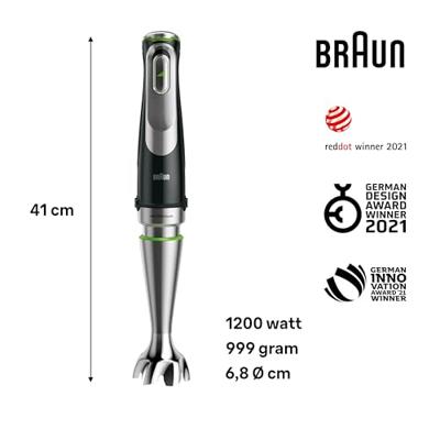Braun MQ 9147X Staafmixer 1200 W Zwart, RVS