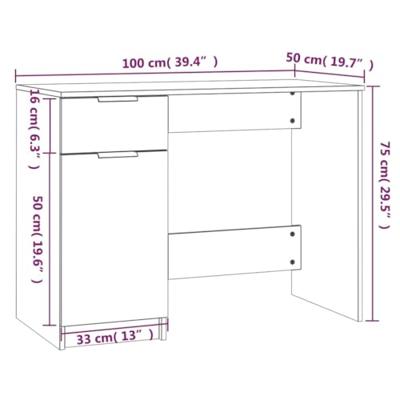 Bureau 100x50x75 cm bewerkt hout grijs sonoma eikenkleurig