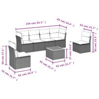 7-delige Loungeset met kussens poly rattan beige - thumbnail