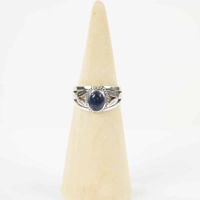 Zilveren Ring Mt. 7/55 met Lapis Lazulli Steen, Handgemaakt
