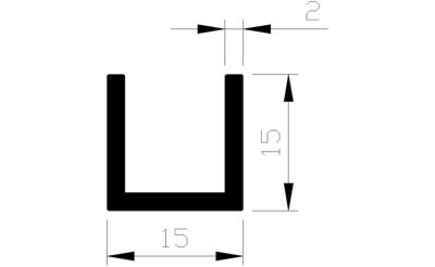 U-profiel alu brute 15x15x15x2mm (5mtr)
