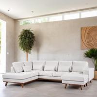 BASE 3-zits Hoekbank 'Kirstan' Links, kleur Beige - thumbnail