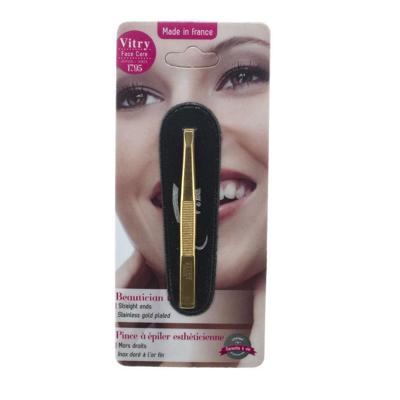 Epileerpincet Recht Inox Verguld