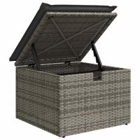 7-delige Loungeset met kussens poly rattan grijs - thumbnail