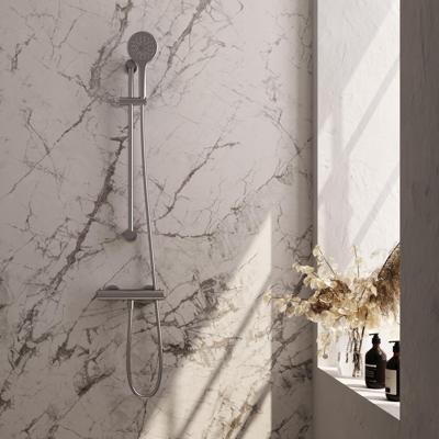 Brauer Brushed Edition Douchekraan opbouw - glijstang - 1 functie - 2 gladde knoppen - handdouche rond 3 standen - PVD - geborsteld - RVS 5-NG-236